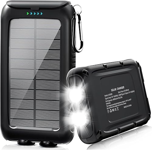 Miniatura 7 de Cargador solar-Power-Bank-49800mAh Cargador de teléfono solar portátil con linterna LED15W carga rápida USB C impermeable batería externa de