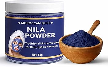 Moroccan Nila Powder - 85g | 100% Natural Indigo Blue Powder for Skin Brightening, Tan Removal & Detox | Traditional Moroccan Hammam Beauty Treatment | Face & Body Care (85g)