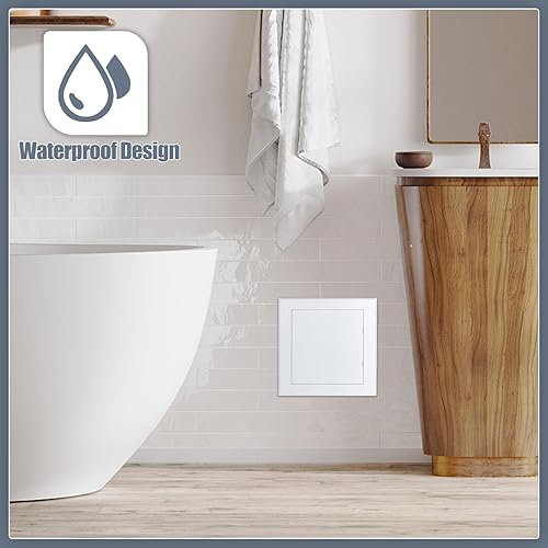 Miniatura 5 de Flamorrow Panel de acceso de plástico blanco para paneles de yeso, paneles de acceso de fontanería de 16 x 16 pulgadas para paneles de yeso, puerta