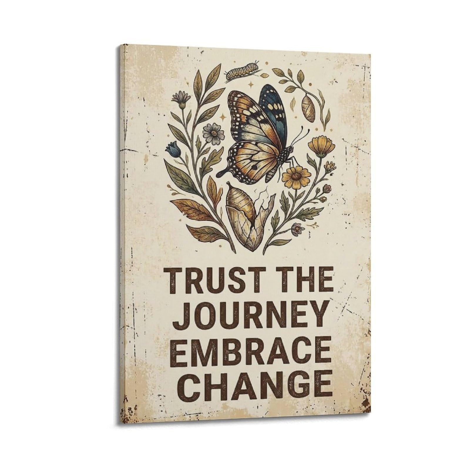 OKAHYS Butterfly Garden Rustic Poster Wings Journey Vintage Modern Decorative Canvas Prints - Ideal Wall Art for Family, Man Cave, Game Room, Boys & Girls Bedroom 12x18inch