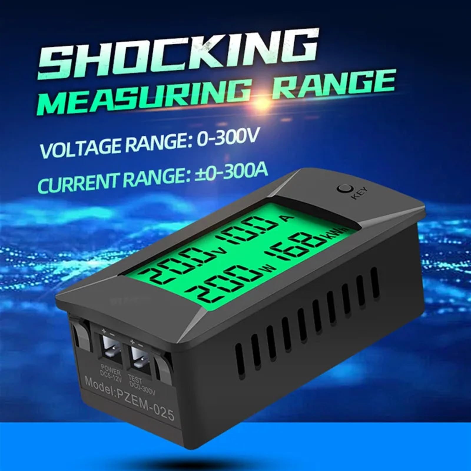 DC 0-300V 300A woltomierz amperomierz tester akumulatora samochodowego KWH elektryczny miernik mocy napięcia 12v 24v 48v 96v + obejście (Color : PZEM-025 100A)