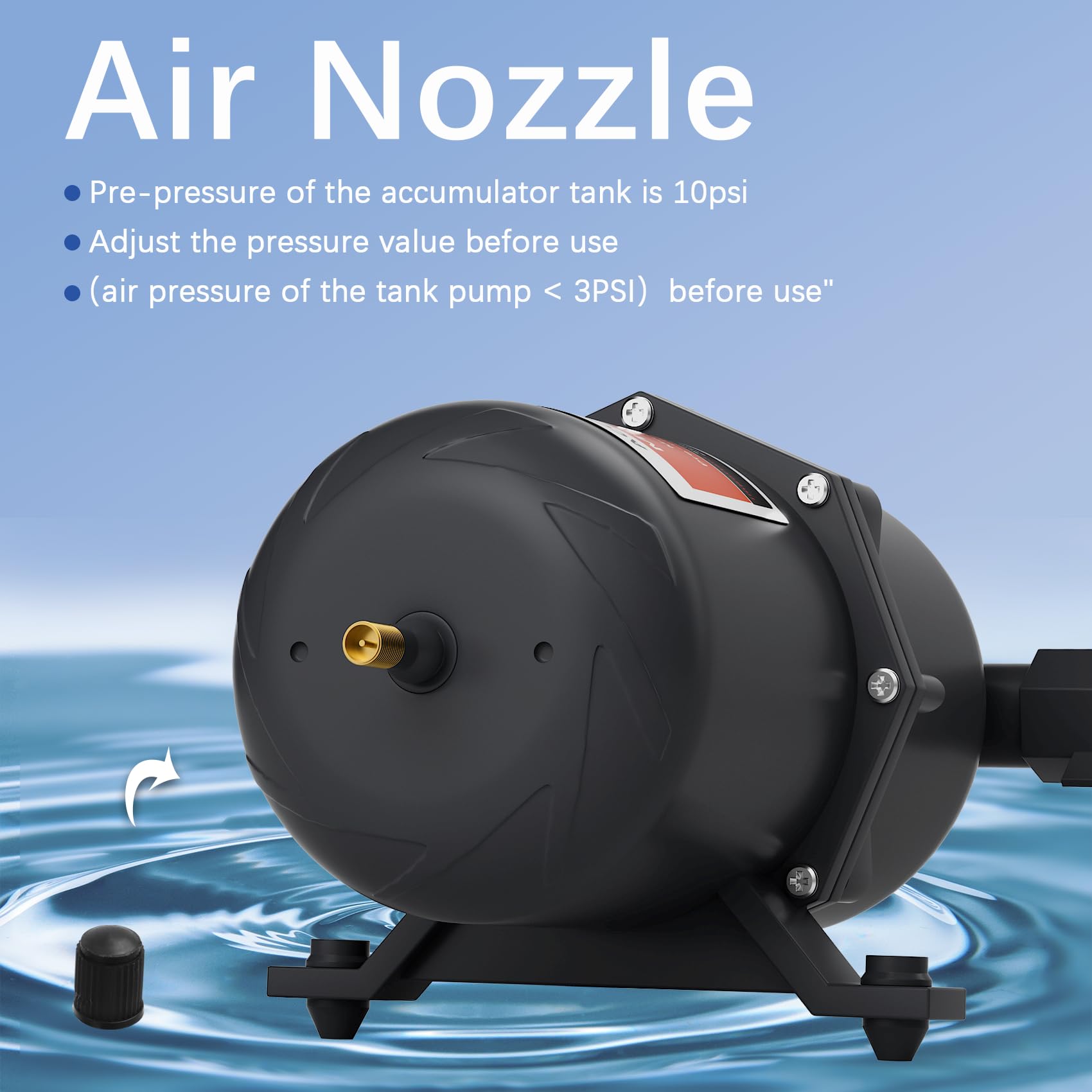 Réservoir Accumulateur 0,75 L Pour Camping-car – Pré-pressurisé 10 PSI, Pression Max 125 PSI, Raccord 1/2" MNPT – Régule Le Débit D'eau