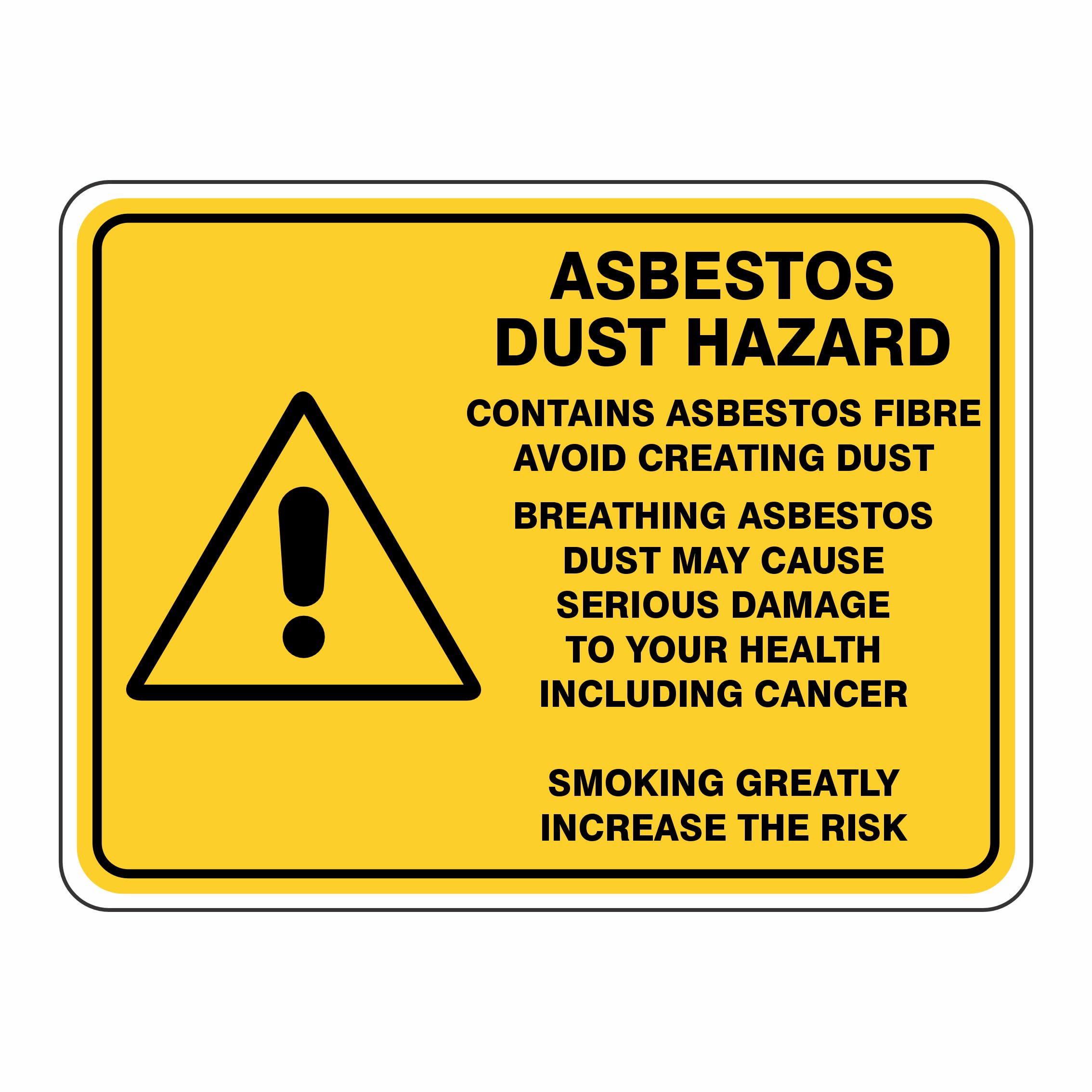 Asbestos Dust Hazard - Contains Asbestos Fibre Avoid Creating Dust, Etc Warning Signs Metal Tin Sign 8 x 12 inch for Industrial & Commercial