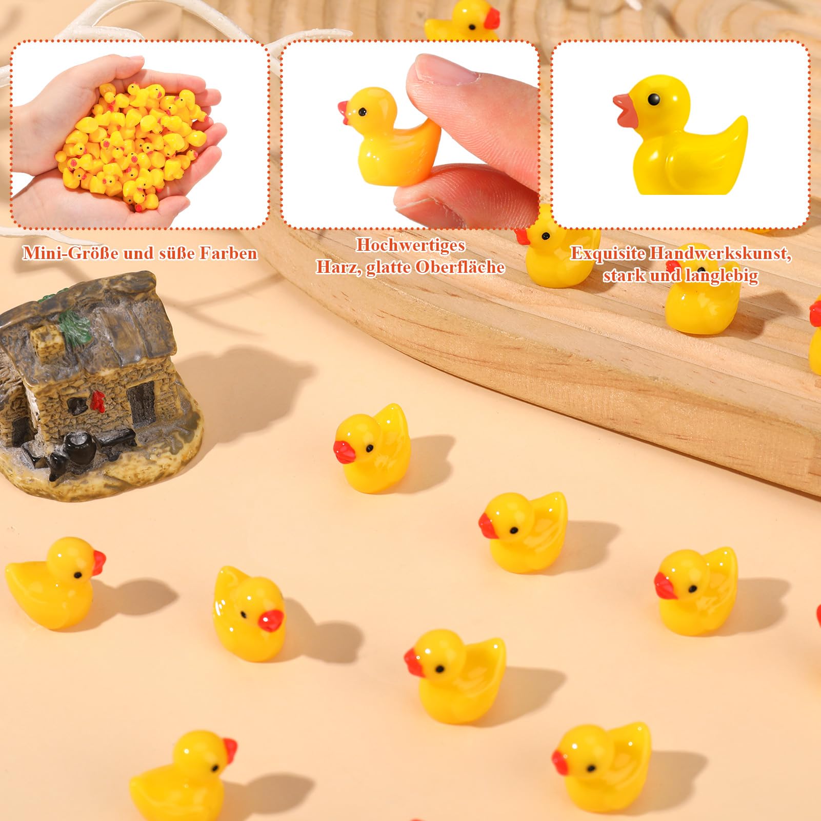 42 stuks mini-eendenhars, geel, kleine eenden en figuren, miniatuur eenden voor decoratie, miniatuurtuin, landschapstuinen, bonsai, verborgen spel, visbekken en aquaria