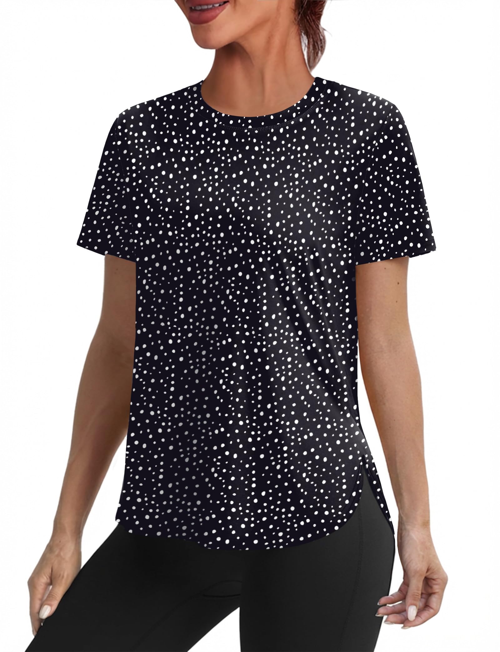 Women's Workout Tops for Women Sun Shirts UPF 50+ Short Sleeve UV Protection Shirt Lightweight Quick Dry Hiking Top for Women — view 7