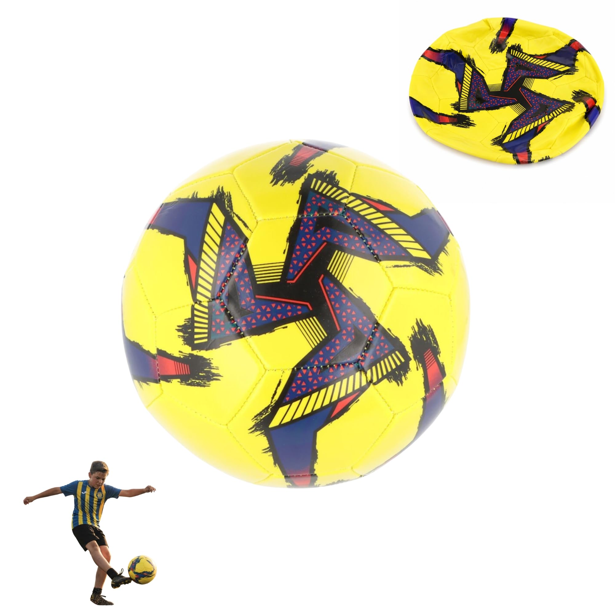 SRV Hub Yellow Outdoor Size 5 Football, 32 Panel Practice Ball, Shipped Deflated, Kickabout Soccer Ball for Garden, Park, School PE & Training