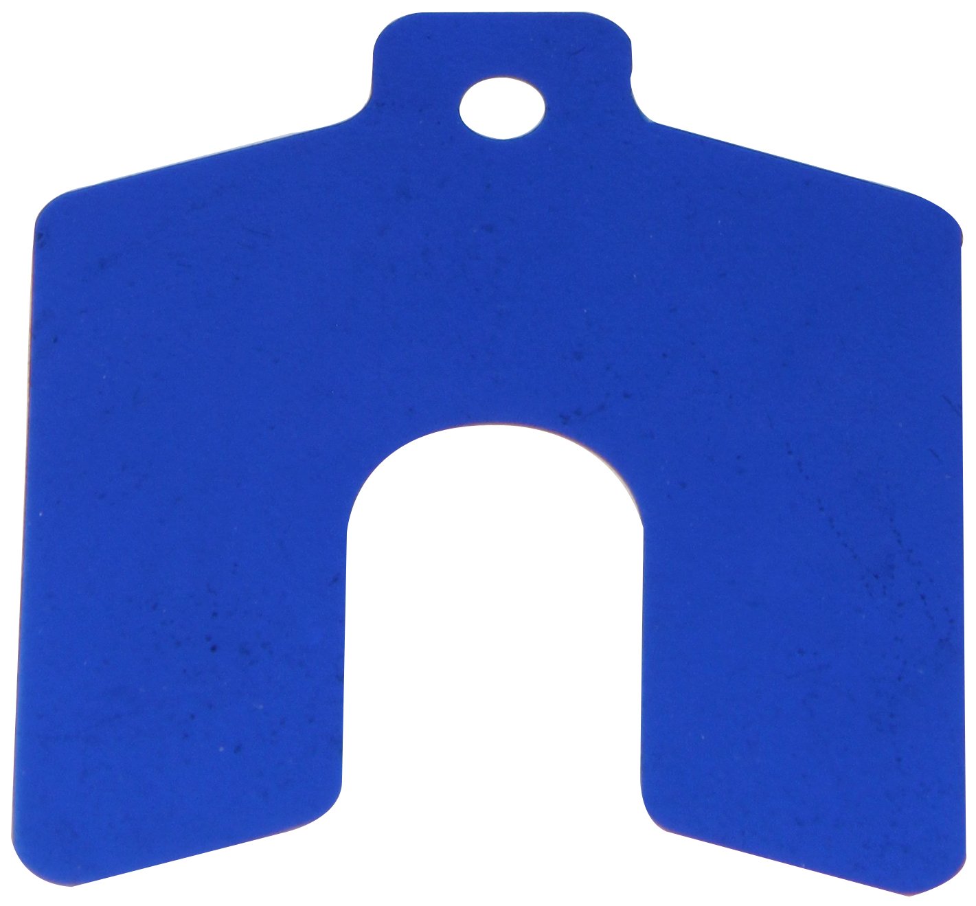 Polyester Slotted Shim, Blue, 0.005 Thickness, 2 Width, 2 Length, 0.625 Slot Width (Pack of 20)