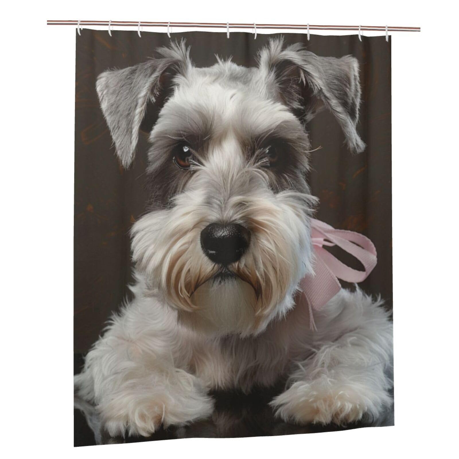 BWWHCCTI Schnauzer Printed Shower Curtain With 12 Plastic Hooks Opaque Quick Drying Waterproof Shower Curtains Sets For Bathroom 152x183 Cm