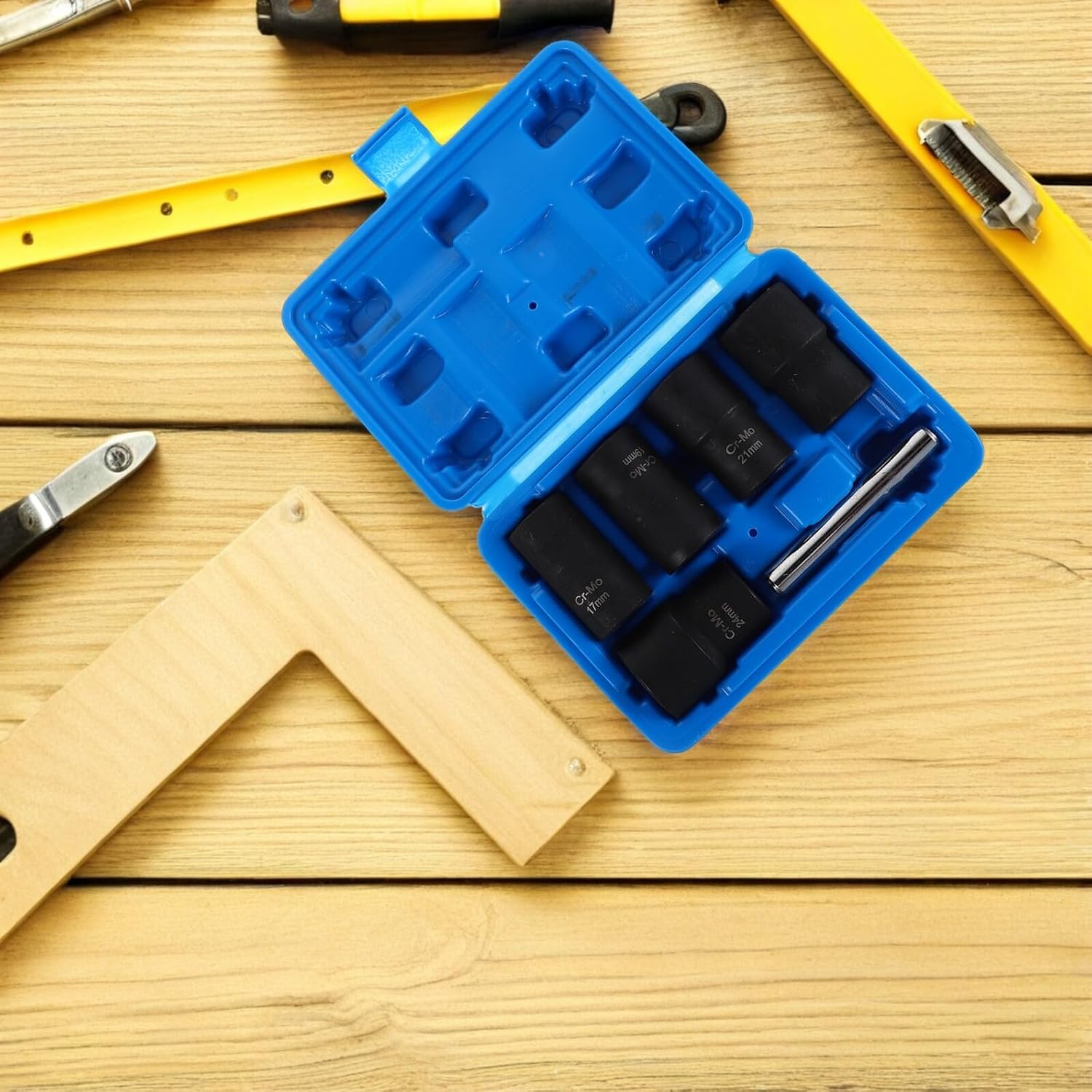 6pcs Reverse Thread Nut Extractor Set with Stripped Remover, Damaged Bolt Removal Sockets for Automotive Repair, Garage Workshop Tire Lug Nut Extraction Tools