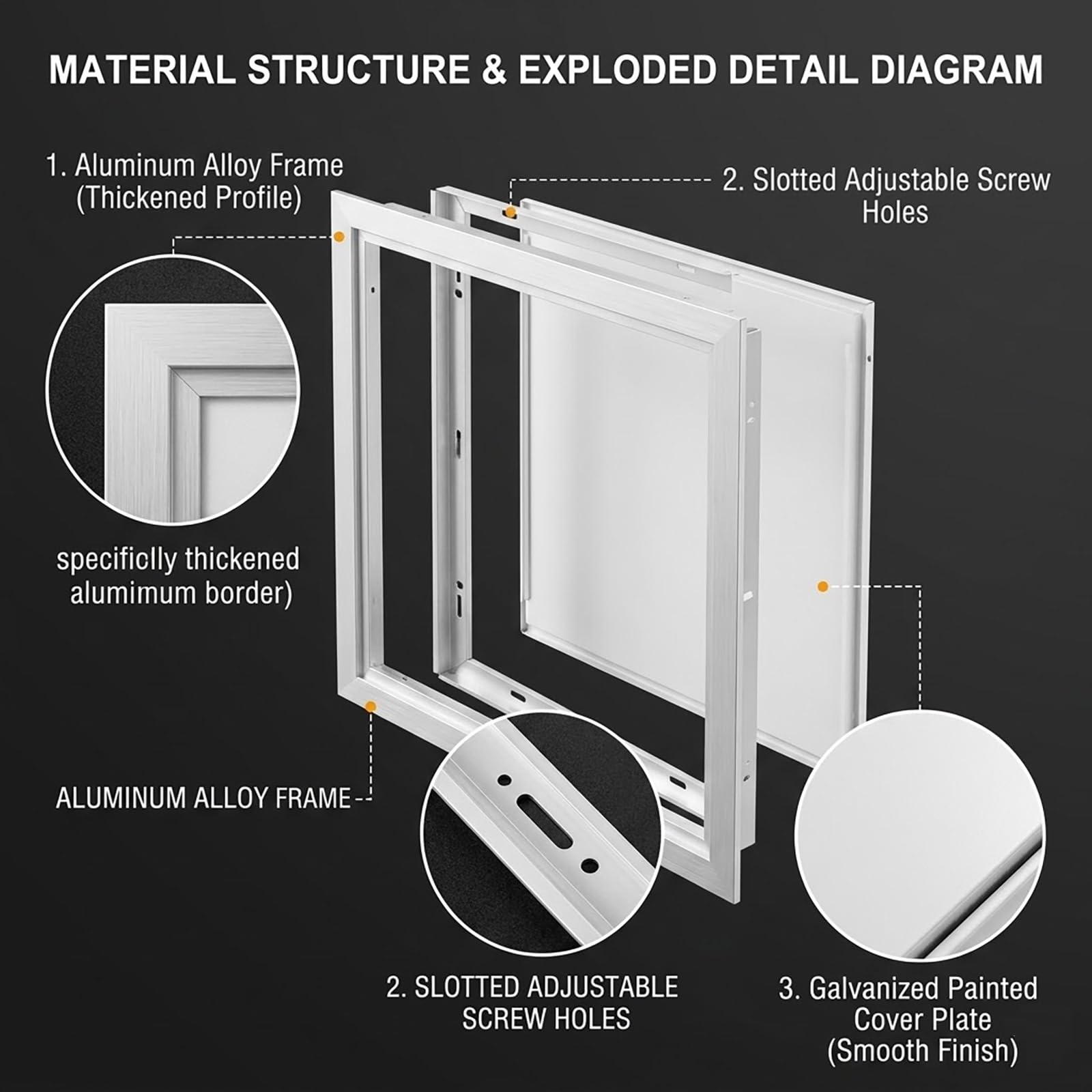 Puerta de Inspección para Techo, 20x20cm 30x50cm 55x55cm Panel de Acceso Pladur, Trampilla de Mantenimiento Empotrada, Escotilla de Inspección Tapa Cuadro Eléctrico(40x60cm)