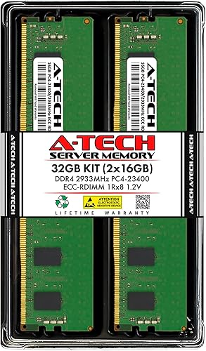 Miniatura 10 de A-Tech Kit de 64 GB (2 x 32 GB) DDR4 2133 MHz PC4-17000 ECC RDIMM 2Rx4 1.2V Dual Rank ECC Registrado DIMM 288-Pin Módulos de actualización de