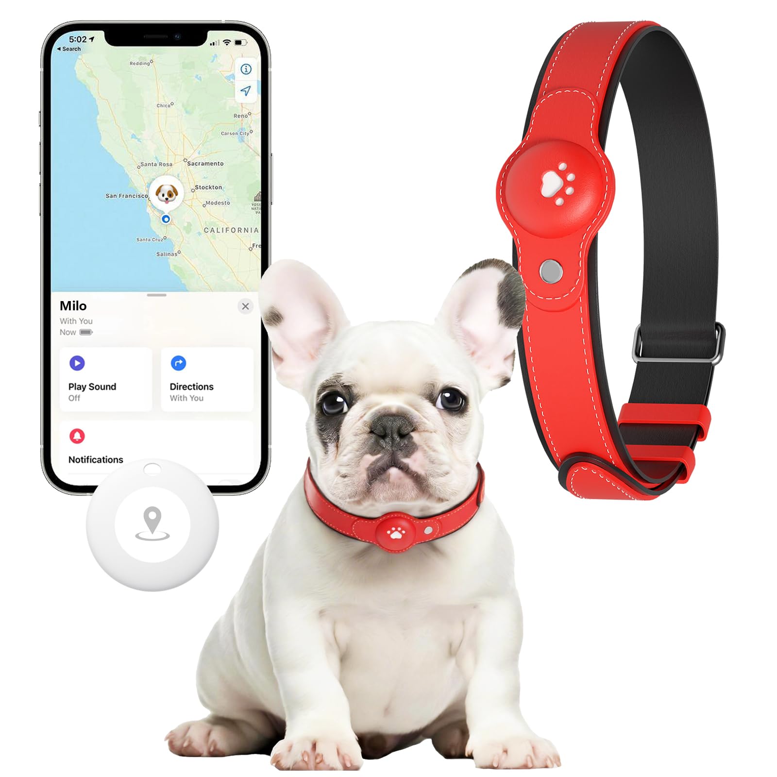 Photo 1 of 2-in-1 GPS Tracker for Dogs: Smart Pet Collar with Real-Time Tracking,No Monthly Fee/Subscription (iOS Only) Waterproof, Anti-Lost,365-Day Long Battery Life GPS Tracker Dog Collar(Tracker Included)