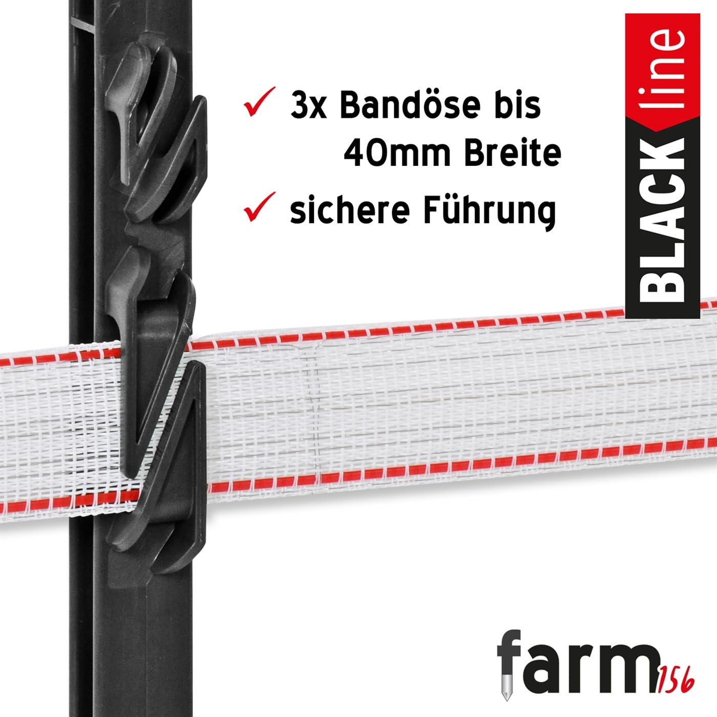 VOSS.farming 40x Weidezaunpfähle Kunststoff 156cm schwarz 11 Ösen Weidezaunpfahl Kunststoffpfahl Weidezaun Aufstellpfahl Doppeltritt Pferde Ponys