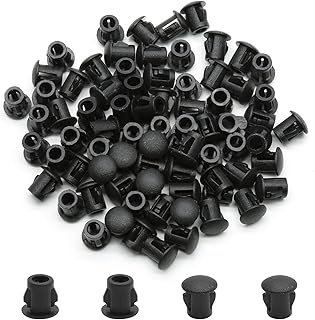 30PCS 5mm/3/16 Black Hole Plugs Plastic Flush Type Hole Plugs Snap in Locking Hole Tube, Furniture Fencing Post Pipe Insert End Caps (Black)