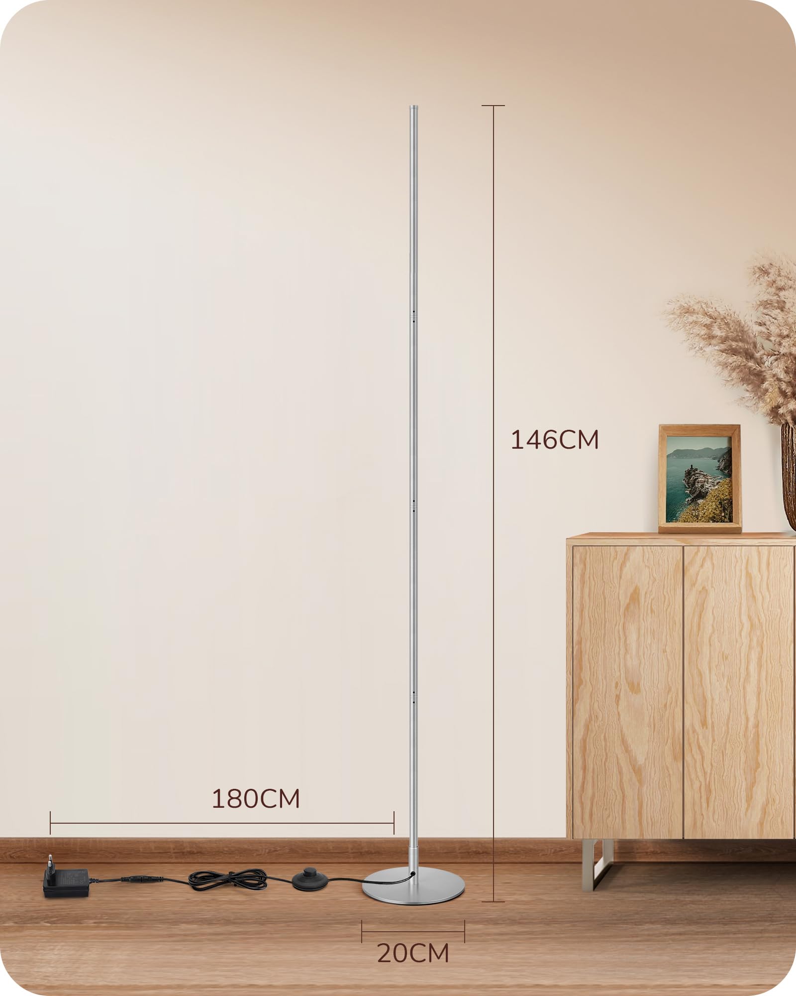 Strakke vloerlamp GENTLY LED dimbaar en CCT | Wit | Lichtcentrum Hengelo