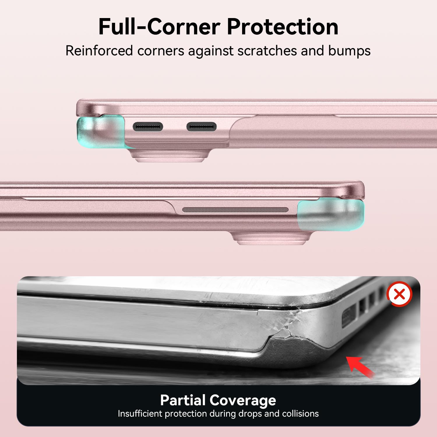 EooCoo for MacBook Neo Case 13 inch 2026 Model A3404, 100% Match Official Color, Anti-Fingerprint & Scratch & Crack, Sturdy Protective Hard Shell Cover Laptop Accessories, Blush Clear - 4