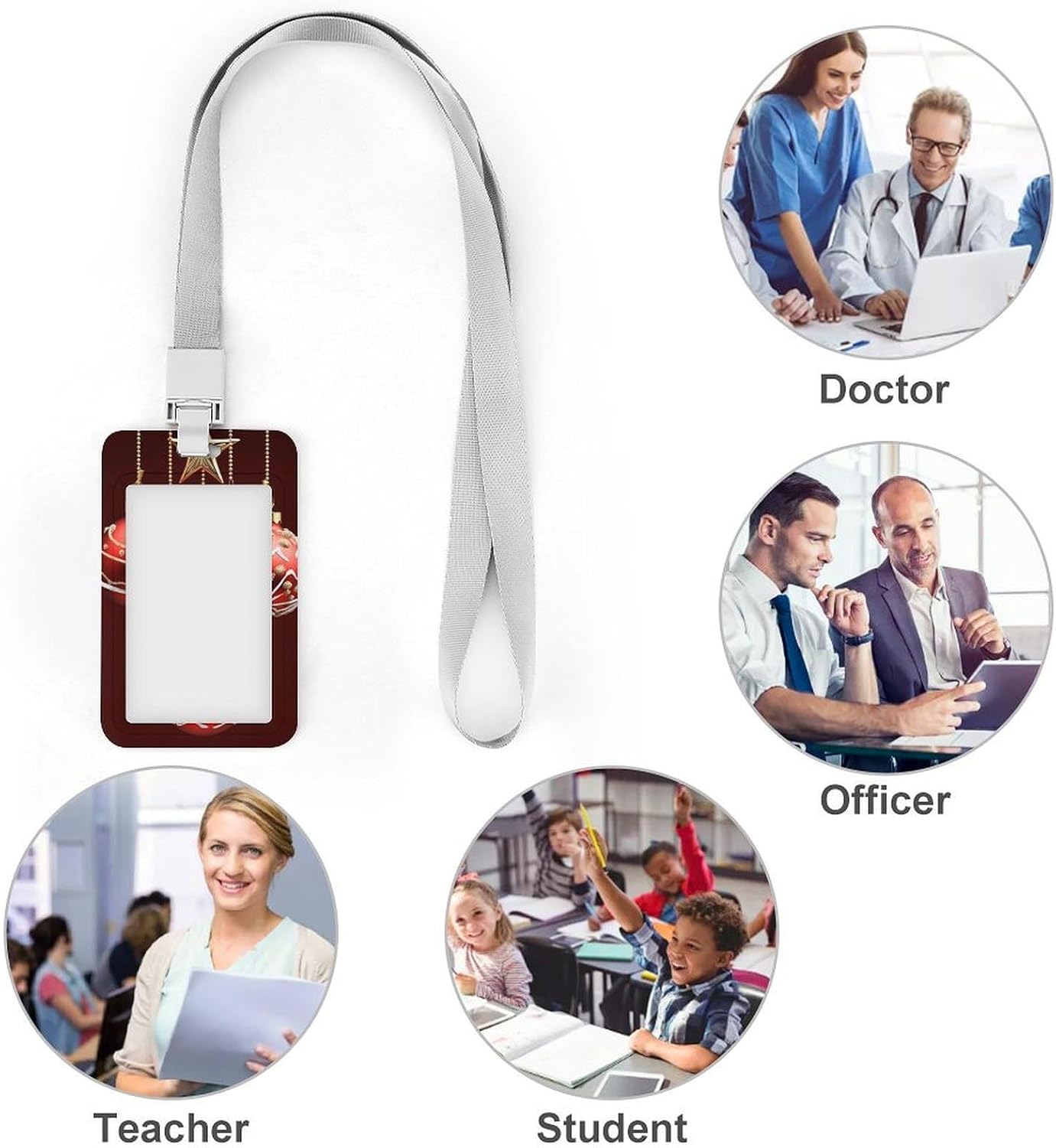 Sliding Christmas Balls Bells Id Badge Holder Breakaway Lanyard image 4