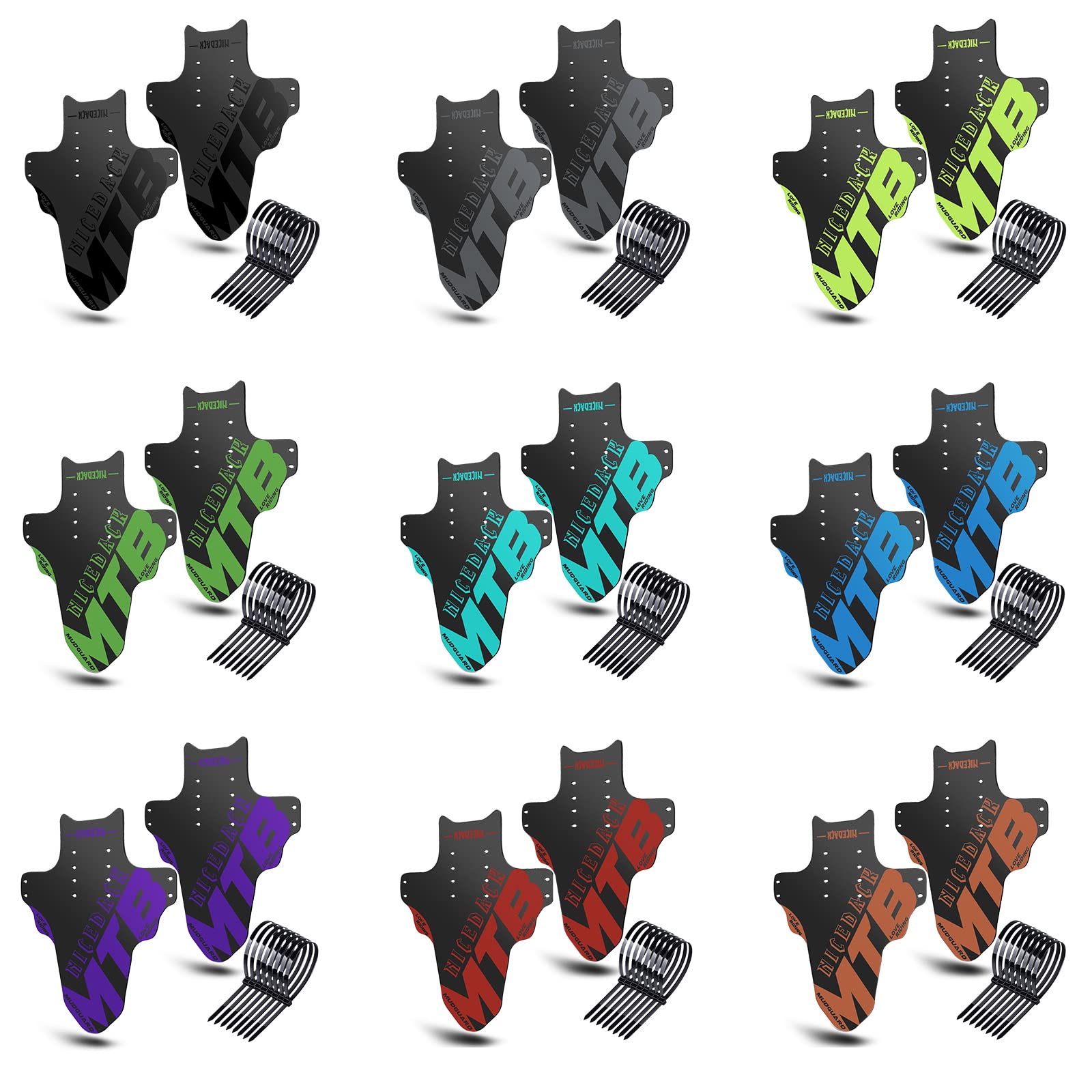 Parafanghi per Mountain Bike, 2 Pezzi, Mudguard Fit 20" - 29 Pollici MTB parafango Anteriore e Posteriore Compatibile con parafanghi per Bicicletta