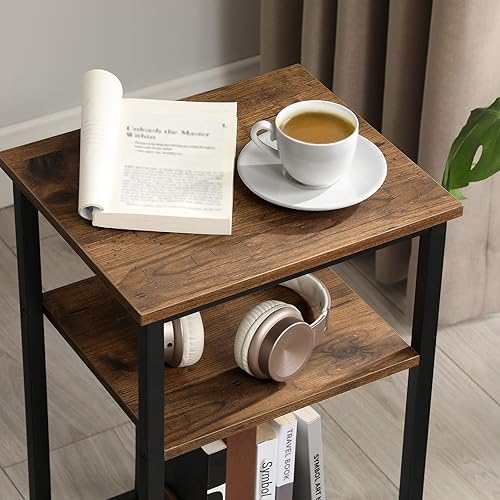 Miniatura 4 de VASAGLE INDESTIC - Mesas auxiliares para teléfono mesita de noche con 3 estantes marco de acero mesa de montaje simple para sala de estar o