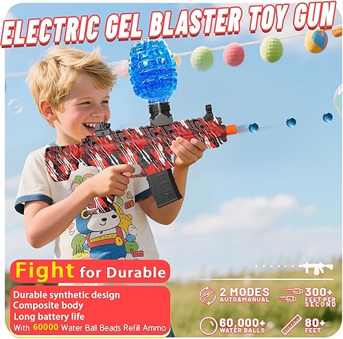 Miniatura 3 de JIFTOK - Pistola eléctrica de bolas de gel, lanzador automático de bolas de salpicaduras de alta velocidad con más de 45000 y gafas, juguetes