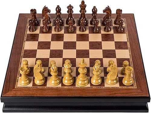 SMQHH - Juego de ajedrez hecho a mano, con base de fieltro, compartimento interior para guardar cada pieza