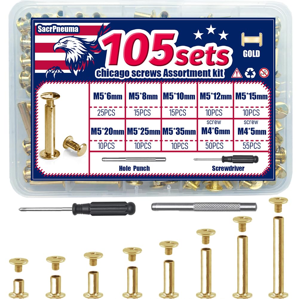 Chicago Screws for Leather - 135 Sets -10 Chicago Screws for Leather - 135 Sets -10