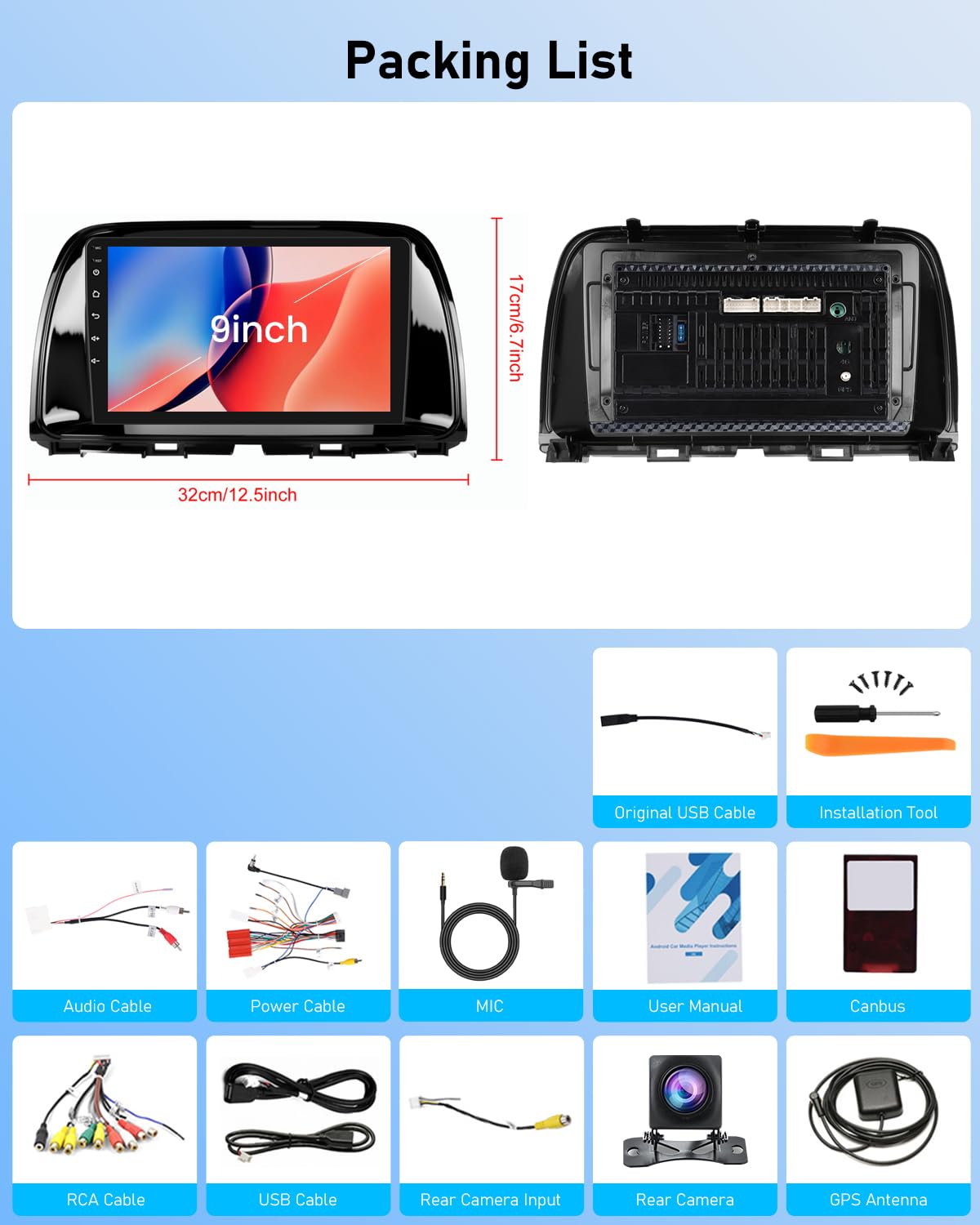 NHOPEEW Radio para Coche 2G+64G con Android para Mazda CX-5 2012-2016 - Carplay inalámbrico y Android Auto WiFi EQ GPS FM RDS + cámara de Marcha atrás AHD