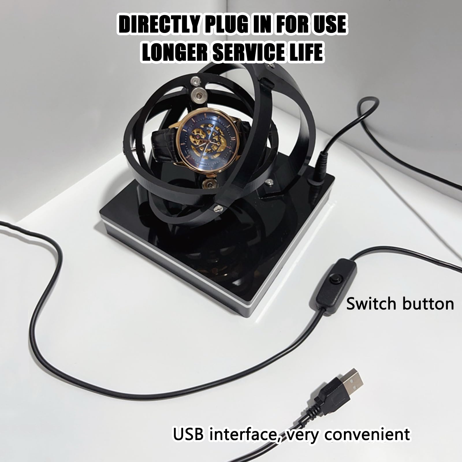 Generisch Automatischer Aufzug Für Eine Einzelne Uhr, Einstellbarer Handgelenkumfang, Zeitgesteuerter Automatischer Neustart, Lebensmittelechter Kunststoff, USB-anschluss (150-165 mm)