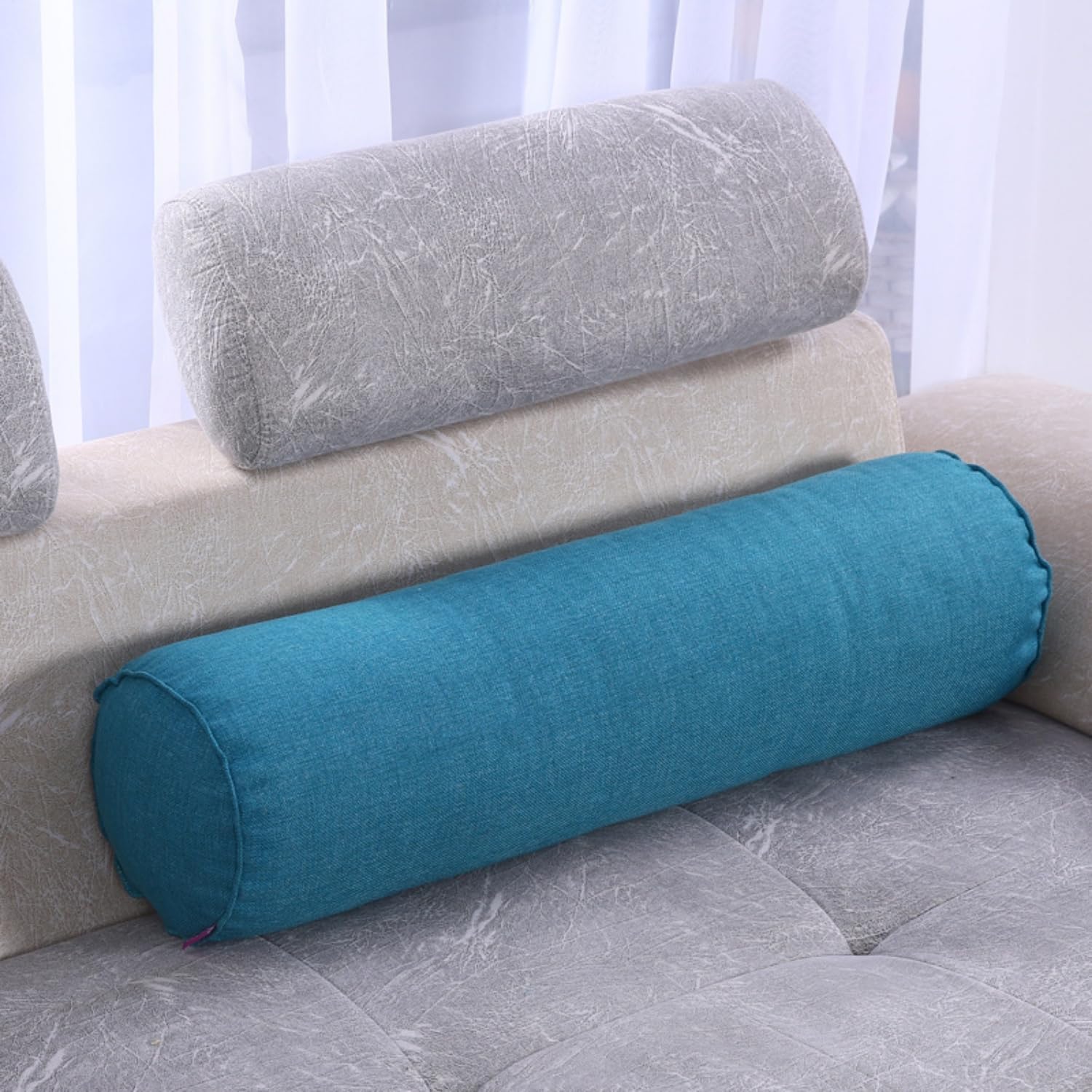 Coussin Rond D'accoudoir Pour Canapé - 40 X 10 Cm, Housse Amovible, Tissu Chenille | Soutien Lombaire, Cou, Confort Maison Et Voiture