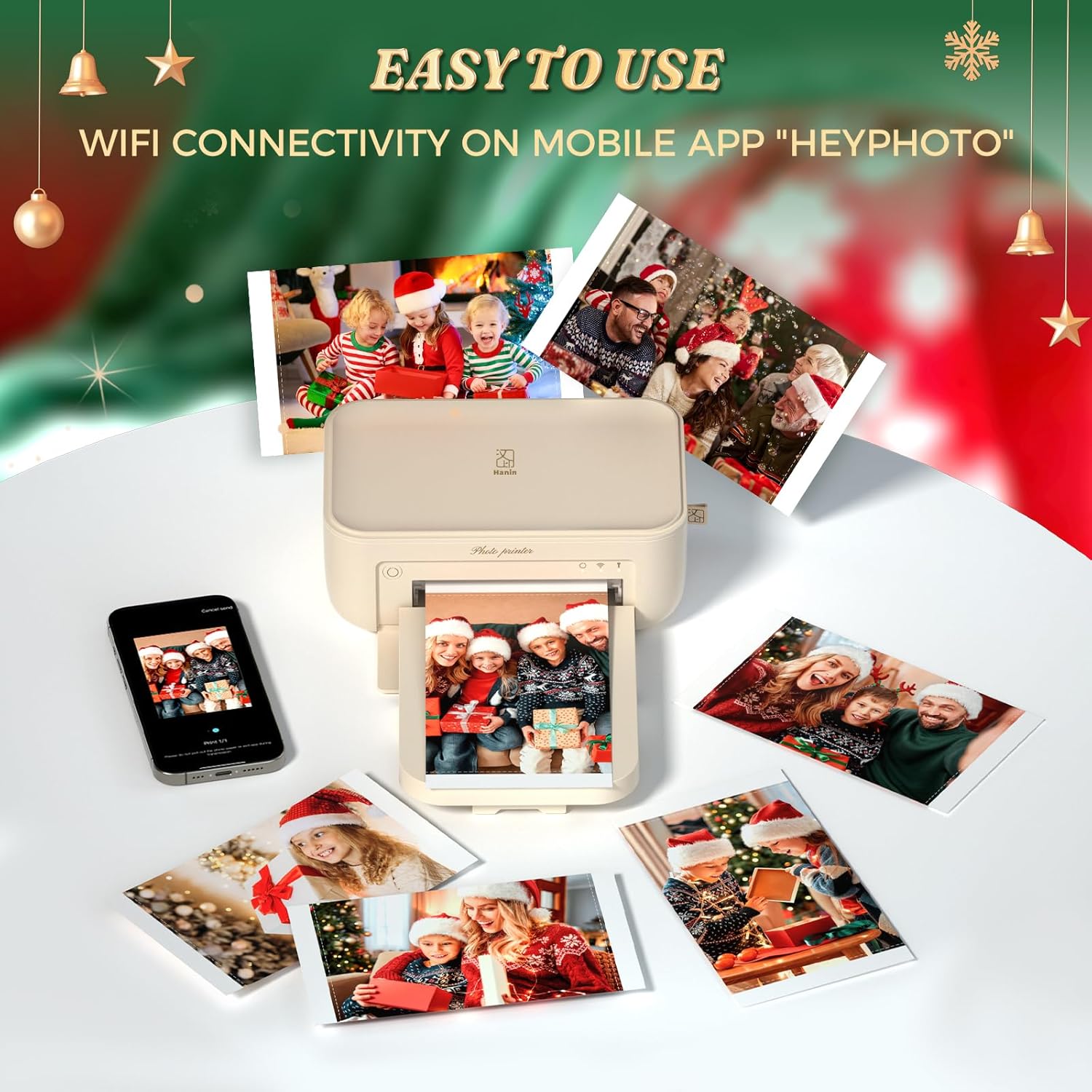 HPRT 4x6 Photo Printer for iPhone & Android, with 20 Sheets & 1 Ribbon, Portable Picture Printer for Phone, Home Use, Ideal Easter Gift for Family & Friends, Beige