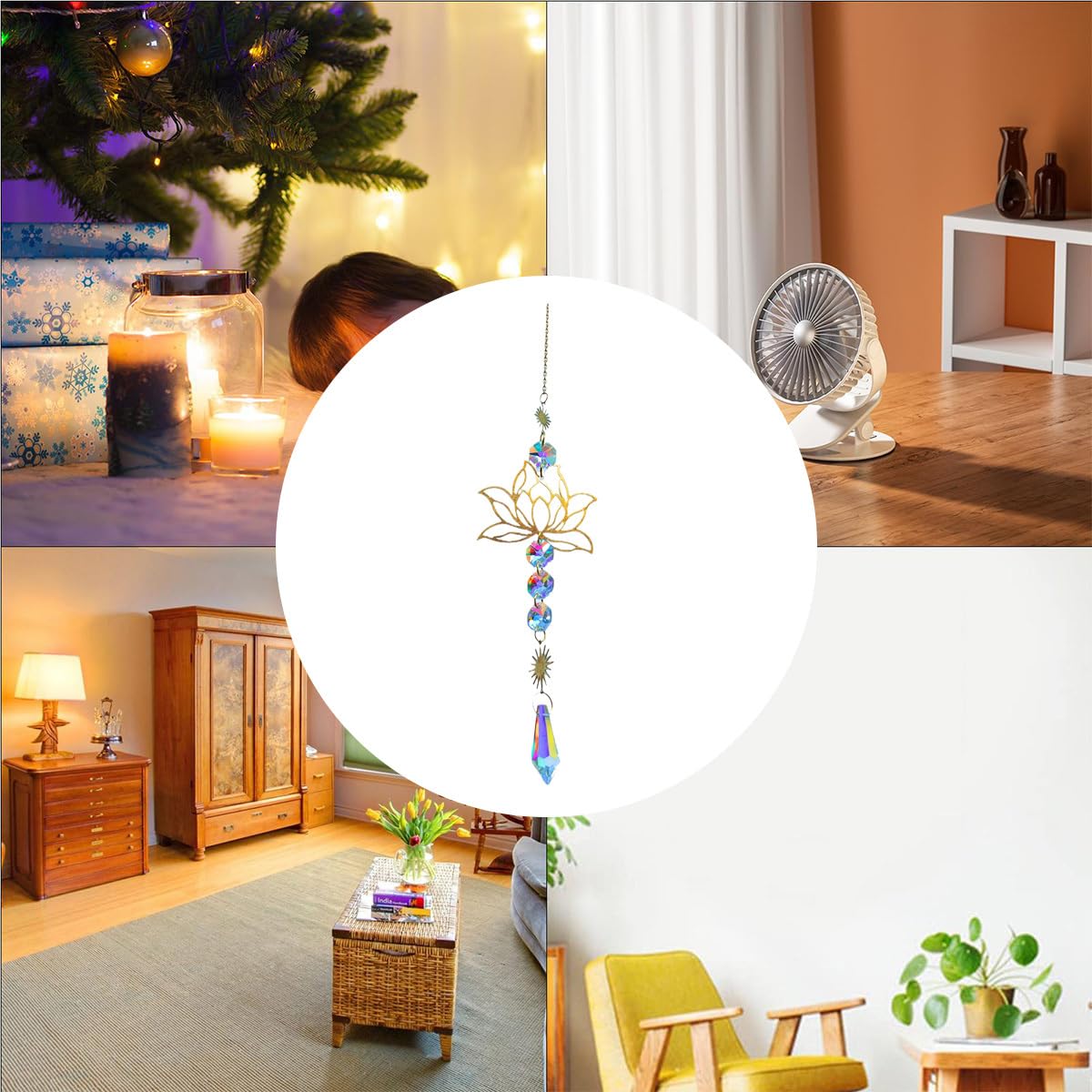 Crystal Flower Charm, Crystal Sun Catcher, Crystal-Charm Restor-remolque, Prismas Inusuales Reutilizables, Fabricantes de arco con Sol Y Metal