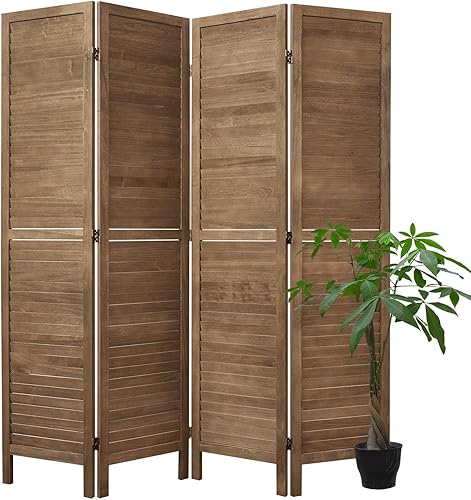 Separadores de habitación y pantallas plegables de privacidad, separadores de madera con listones de pared para el hogar, oficina, dormitorio, 4