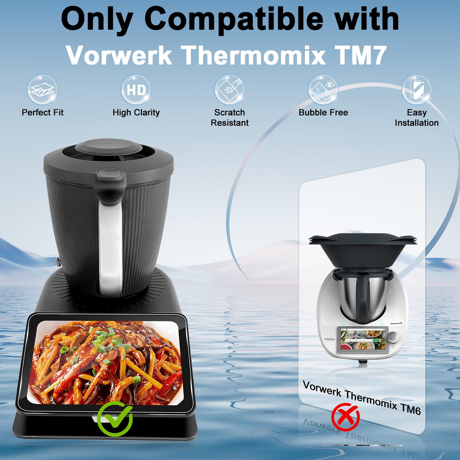 Marke: ELYCO ELYCO Displayschutz Kompatibel mit Vorwerk Thermomix TM7 für Panzerglas, 2 Stück 9H Härte Schutzglas Schutzfolie, Anti-Kratzen, Anti-Fingerprint Displayschutzfolie Zubehör für TM7, Ultra-Transparent in use