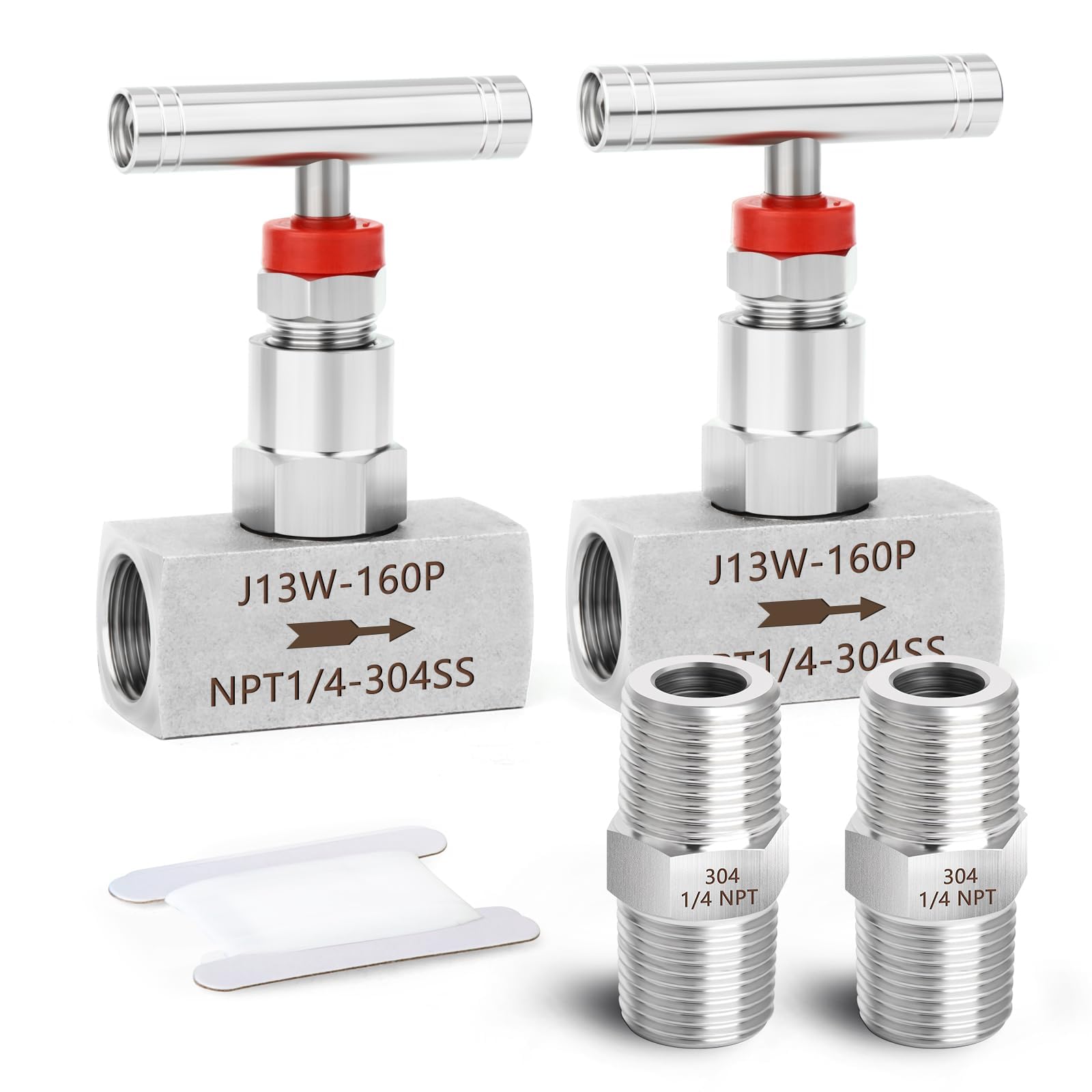 Válvula de aguja recta NPT de 1/4" en acero inoxidable 304 de alta presión para agua y aceite