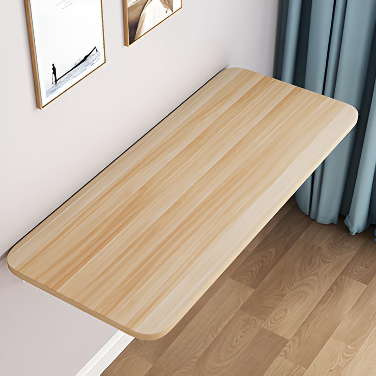 Bureau mural pliable idéal pour la cuisine ou le salon en noyer clair