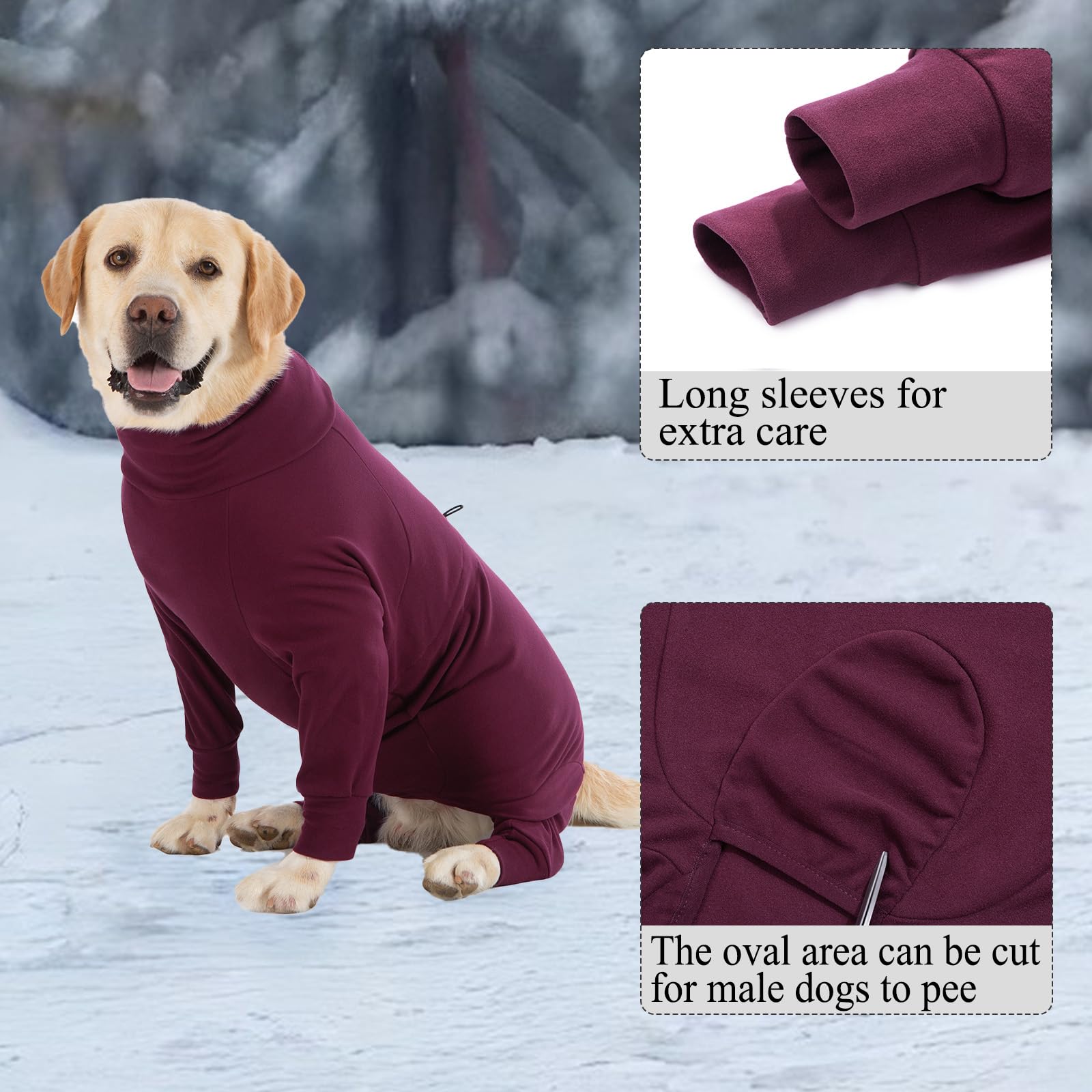 Cyponpy Warm Dog Fleece Jumper with Legs - Turtleneck Girls for Medium Large Dogs Winter Clothes Full Body Whippet Coat, Greyhound Coat - Image 3