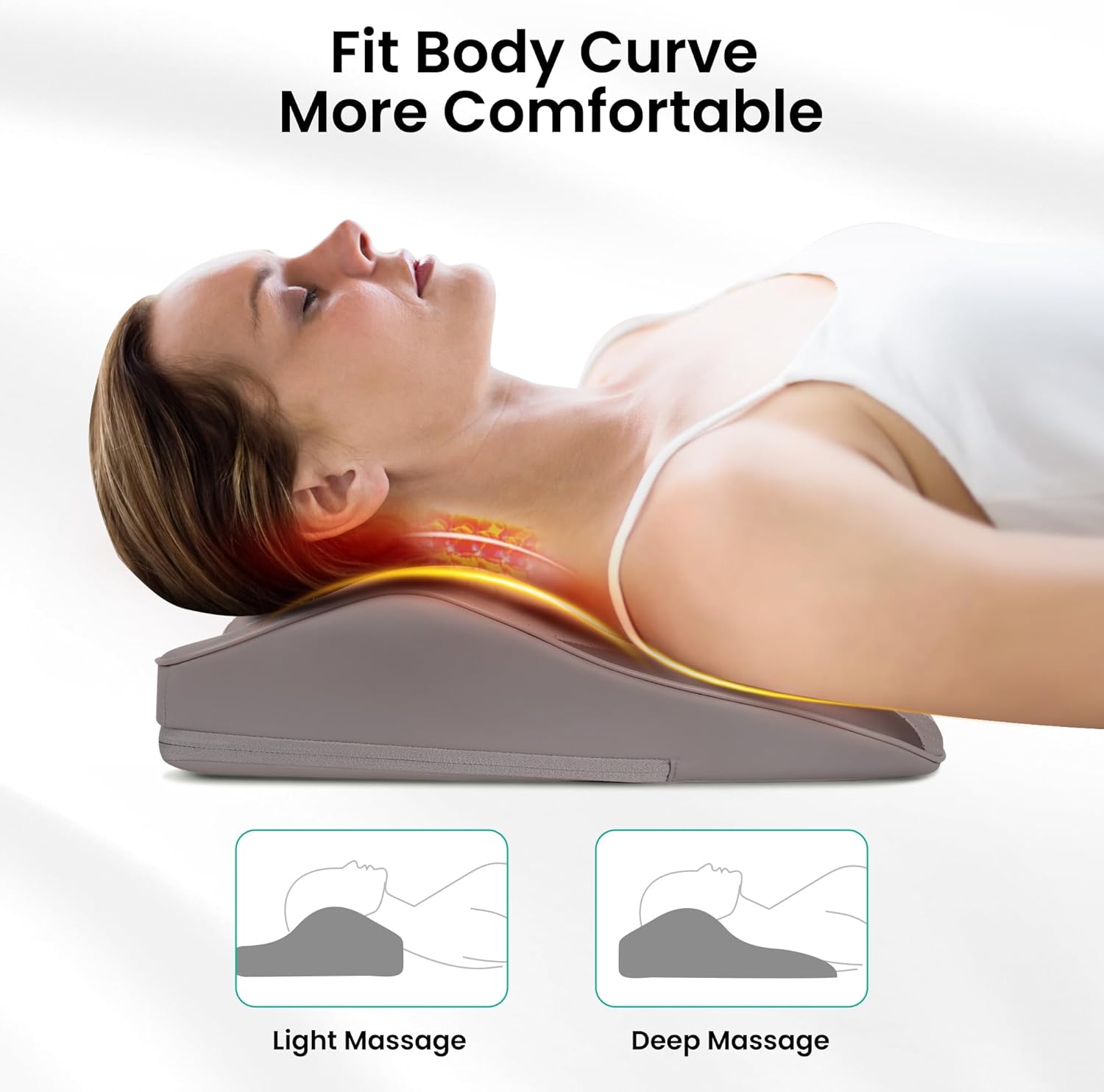 snailax back massager for back pain deep tissue, shiatsu lower back neck massager with heat, 3d kneading massage pillow for neck shoulder legs, gifts for mom, dad, women (beige) khaki