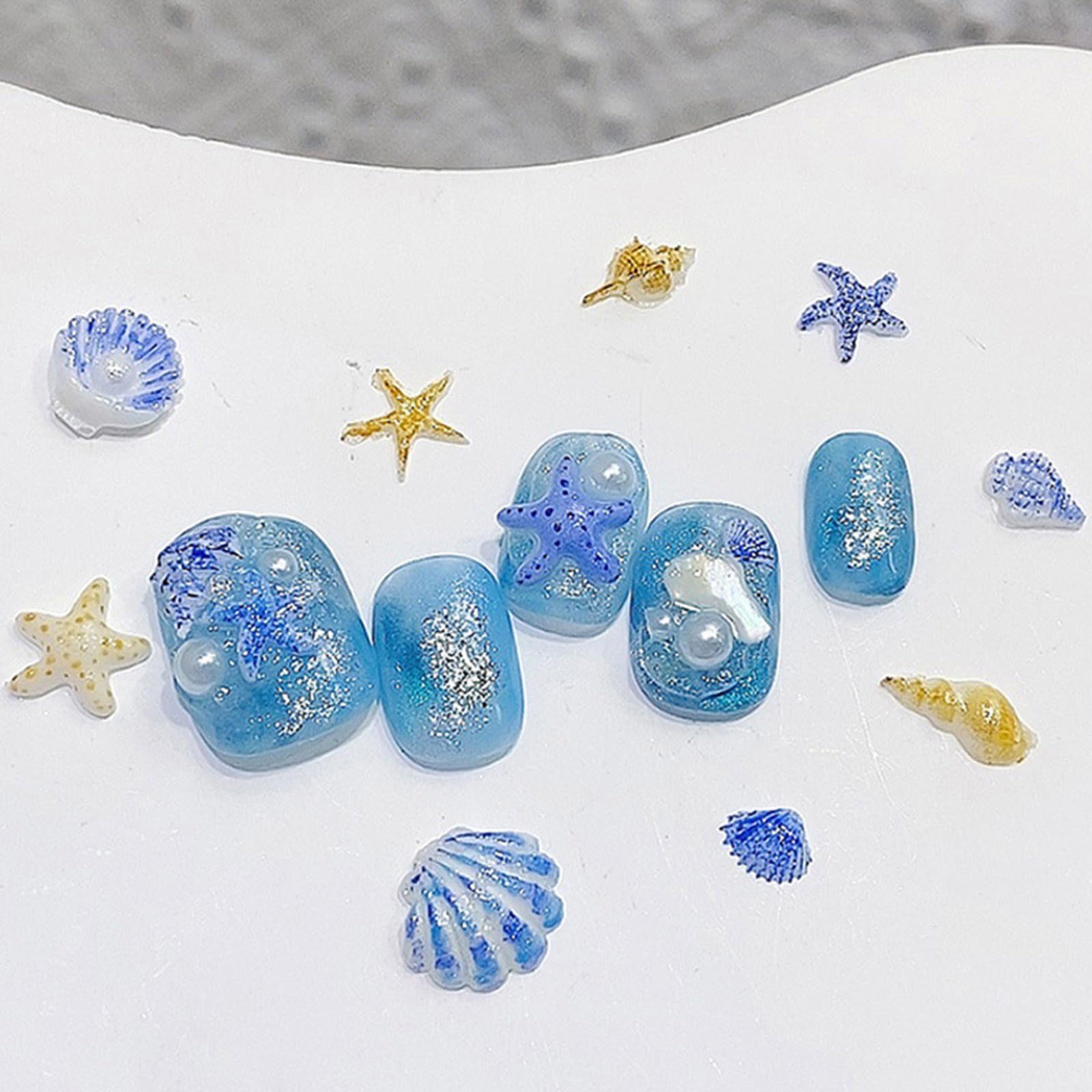 Lot de 2 décorations en silicone sur le thème de l'océanique avec des sculptures détaillées de créature marine pour ongles en silicone de qualité alimentaire