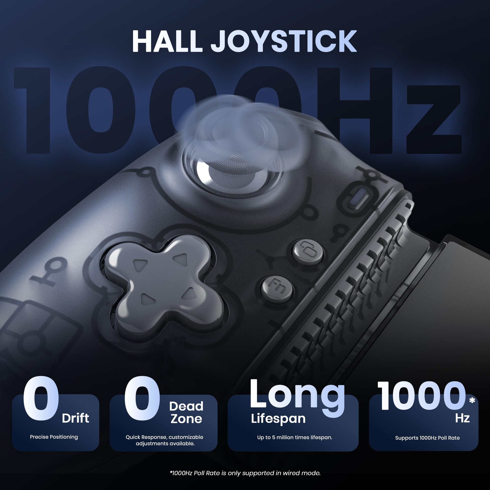miadore Handy Controller für iPhone/Android Smartphone/Switch | Mobilephone Bluetooth Controller mit Hall Effect Joysticks,2 Pro Back Buttons,Wake-Up Function