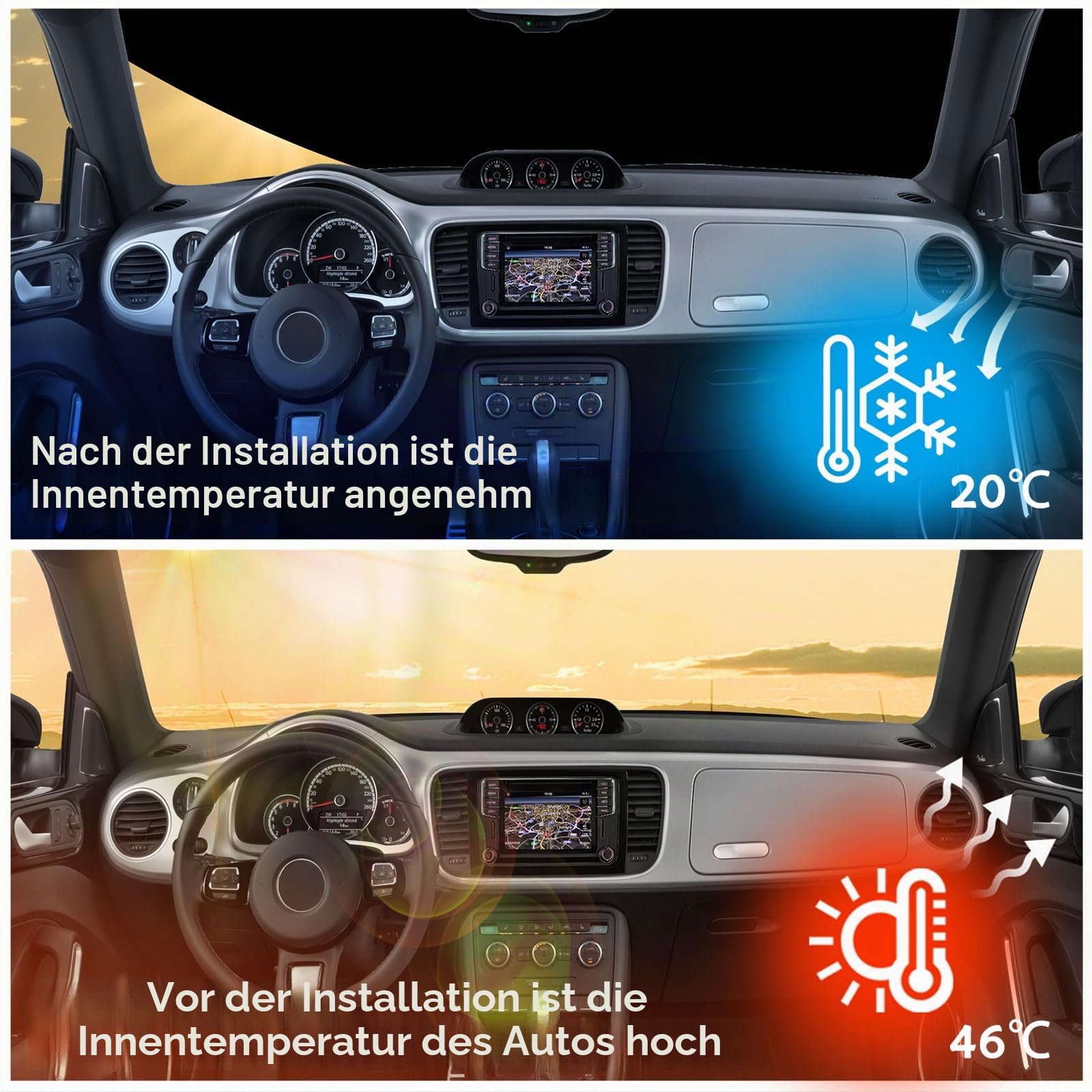 Verdickte Windschutzscheibenabdeckung für Movano 2010-2023, Renault Master 2010-2023, Windschutzscheibenabdeckung Anti-Frost-EIS-Staub-Fenster-Frontabdeckung, Sonnenschutz, Silber