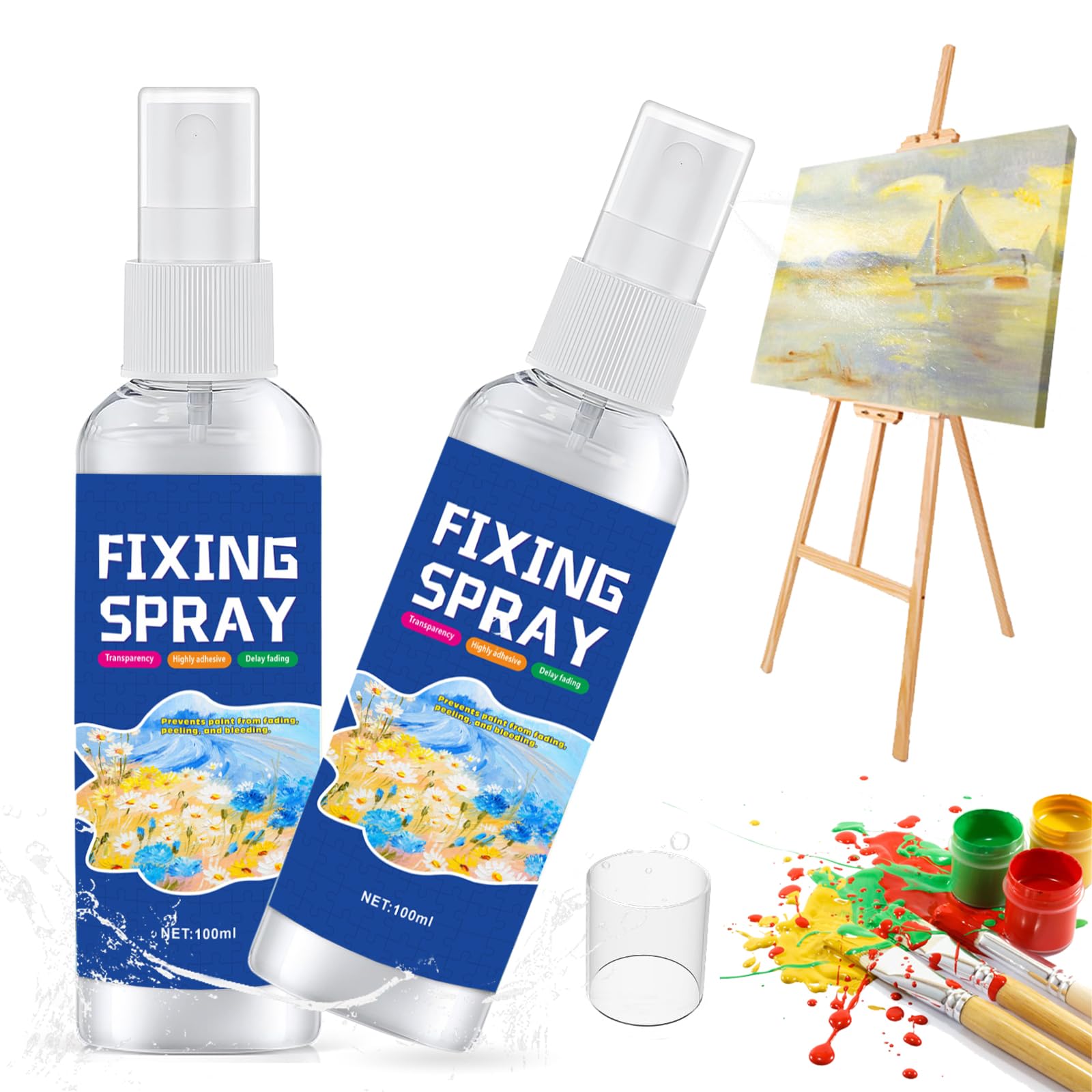 LINXINS 2 Pcs Fixative Spray for Pencil, Charcoal and Pastel Drawings, Pastel Fixative Spray, Quick-setting and Color-fixing, 100ml