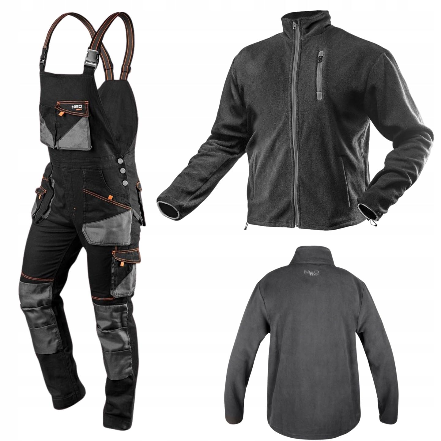 NEO TOOLS Polar-Fleece-Jacke in Navy-Blau, Größen S-XXXL, für den Outdoor-Einsatz und Freizeitaktivitäten, atmungsaktives Material, praktische Taschen
