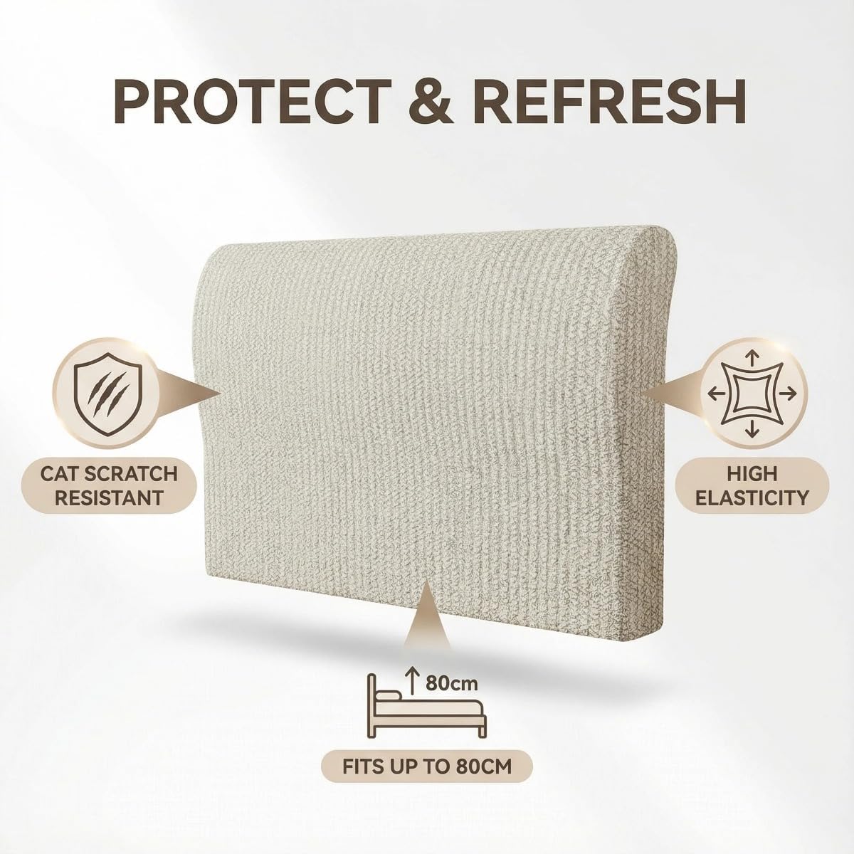 EFELIM Fleece Bed Headboard Cover for Full Queen King Size, High Count Headboard Slipcover Headboard Dustproof Protector Cover for Bedroom Decor (Gray Pink,Length:200cm/78.7in)