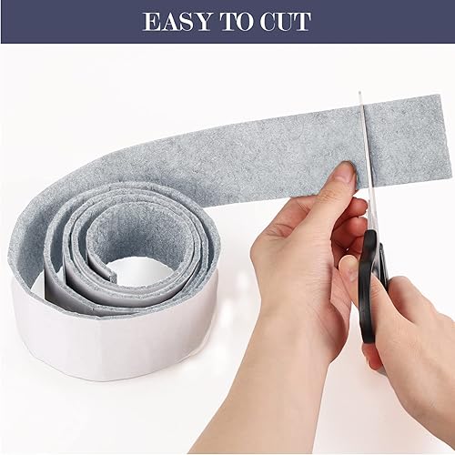 Miniatura 5 de Pllieay Paquete de 2 rollos de tiras de fieltro autoadhesivas de servicio pesado, almohadillas de fieltro para muebles, cintas de fieltro para pisos