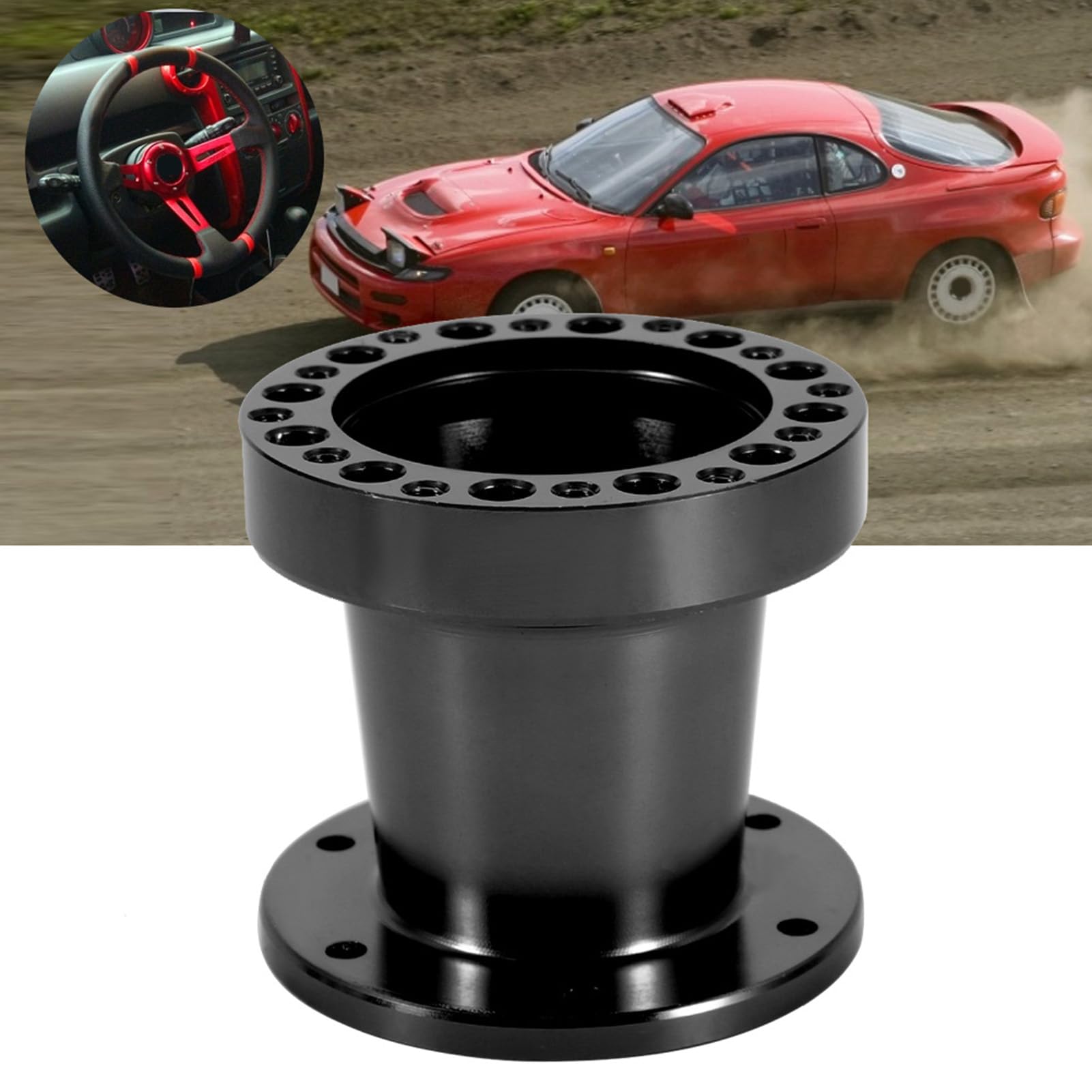 Distanziale Volante Sportivo - Kit Adattatore Per Sterzo Distanziale Volante Alluminio Universale Da 3 Pollici(Nero)