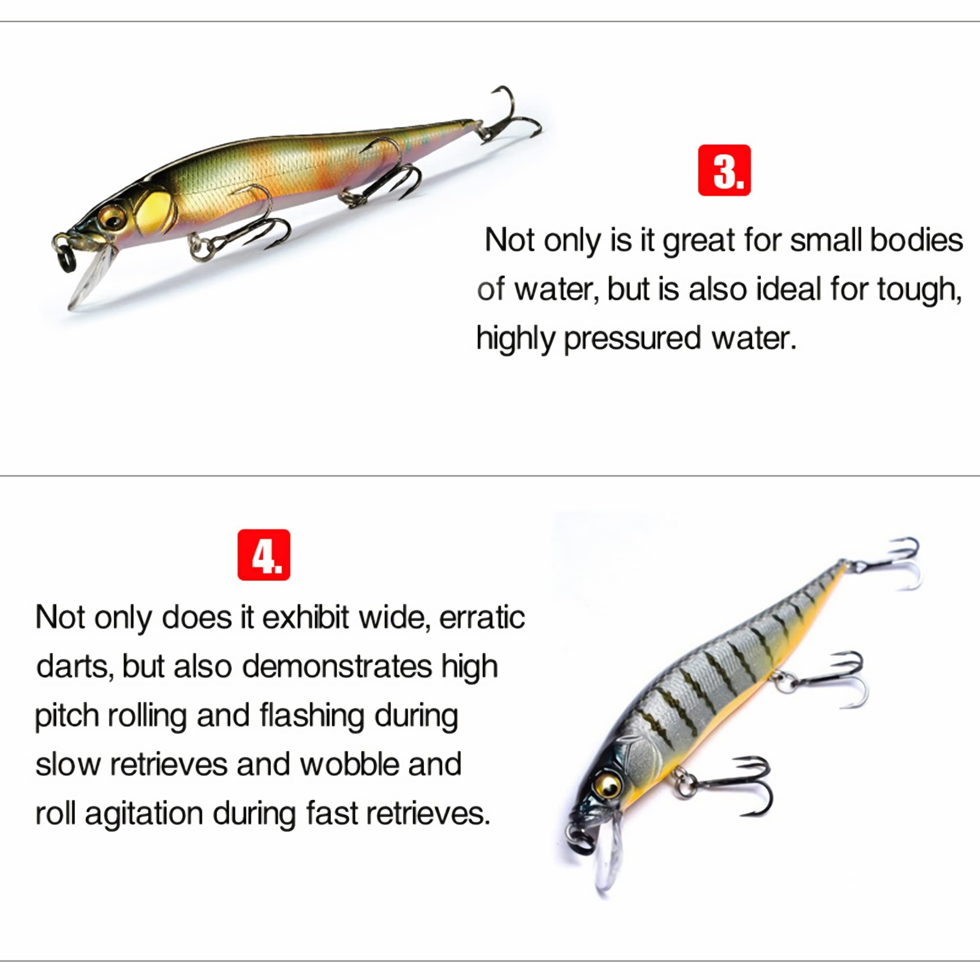 Esche da Pesca morbide, 5 Pezzi 9,8 cm/10,5 g Esca da Pesca Sospensione Esca Dura Artificiale ciprinidi Pesca Wobbler Esca Pesca in Mare Trota spigola Esca Semplice e Pratica