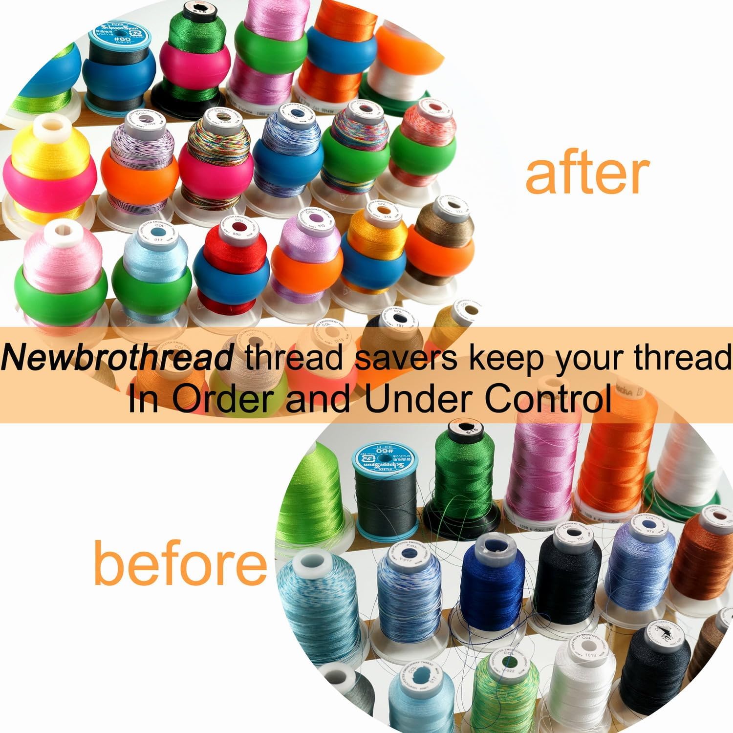 New brothread 42 Spools 1000M (1100Y) Polyester Embroidery Machine Thread Kit&New Brothread 100pcs Thread Spool Savers