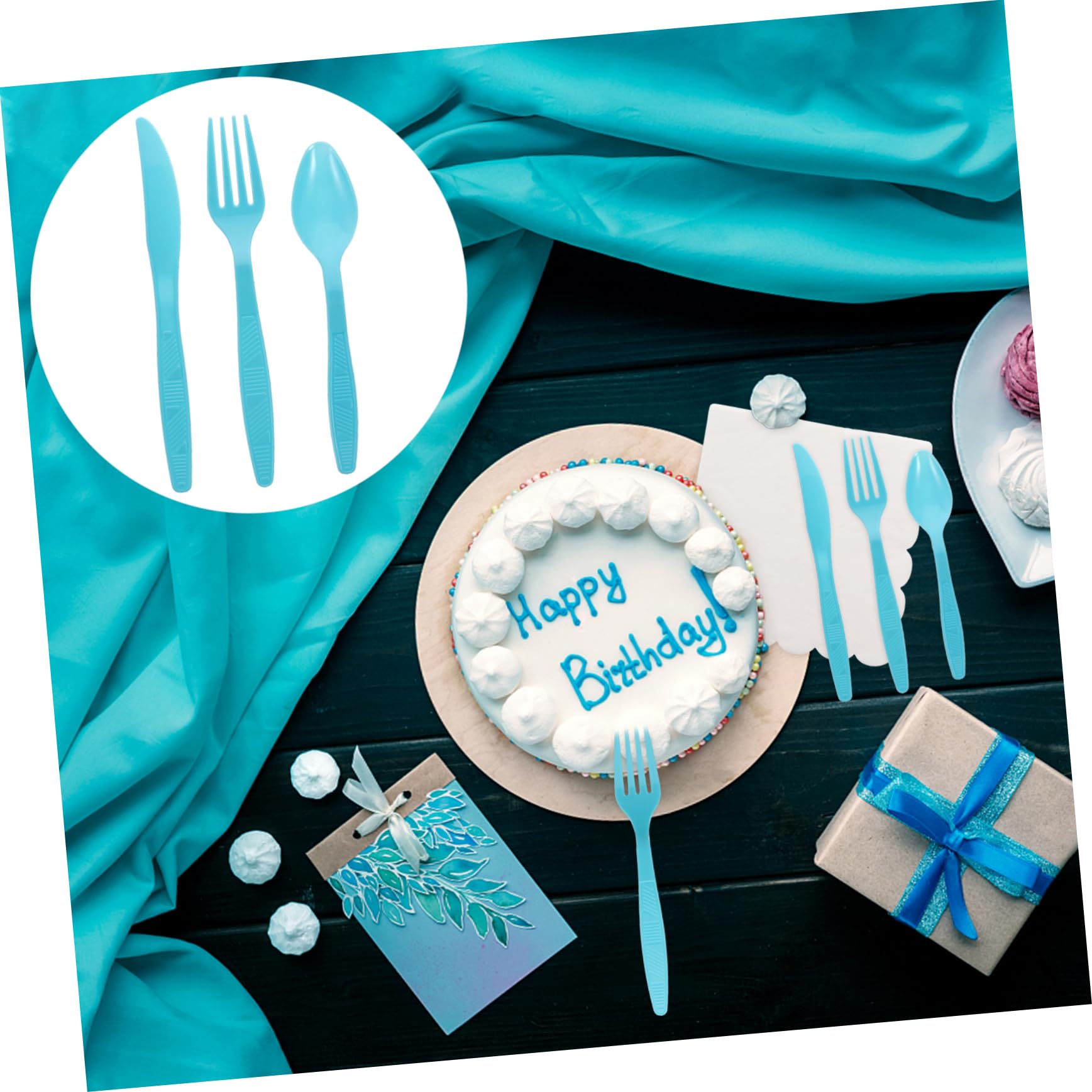 WOFASHPURET 1 Set Disposable Plastic Cutlery Forks Spoons Knives for Birthday Parties Family Gatherings Festivals Lightweight and Durable Tableware