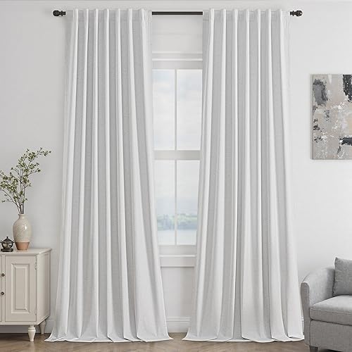 Miniatura 46 de UHITECH - Cortinas opacas de 84 pulgadas de largo, juego de 2 paneles de lino natural, 100% opacas, cortinas negras para dormitorio, sala de estar,