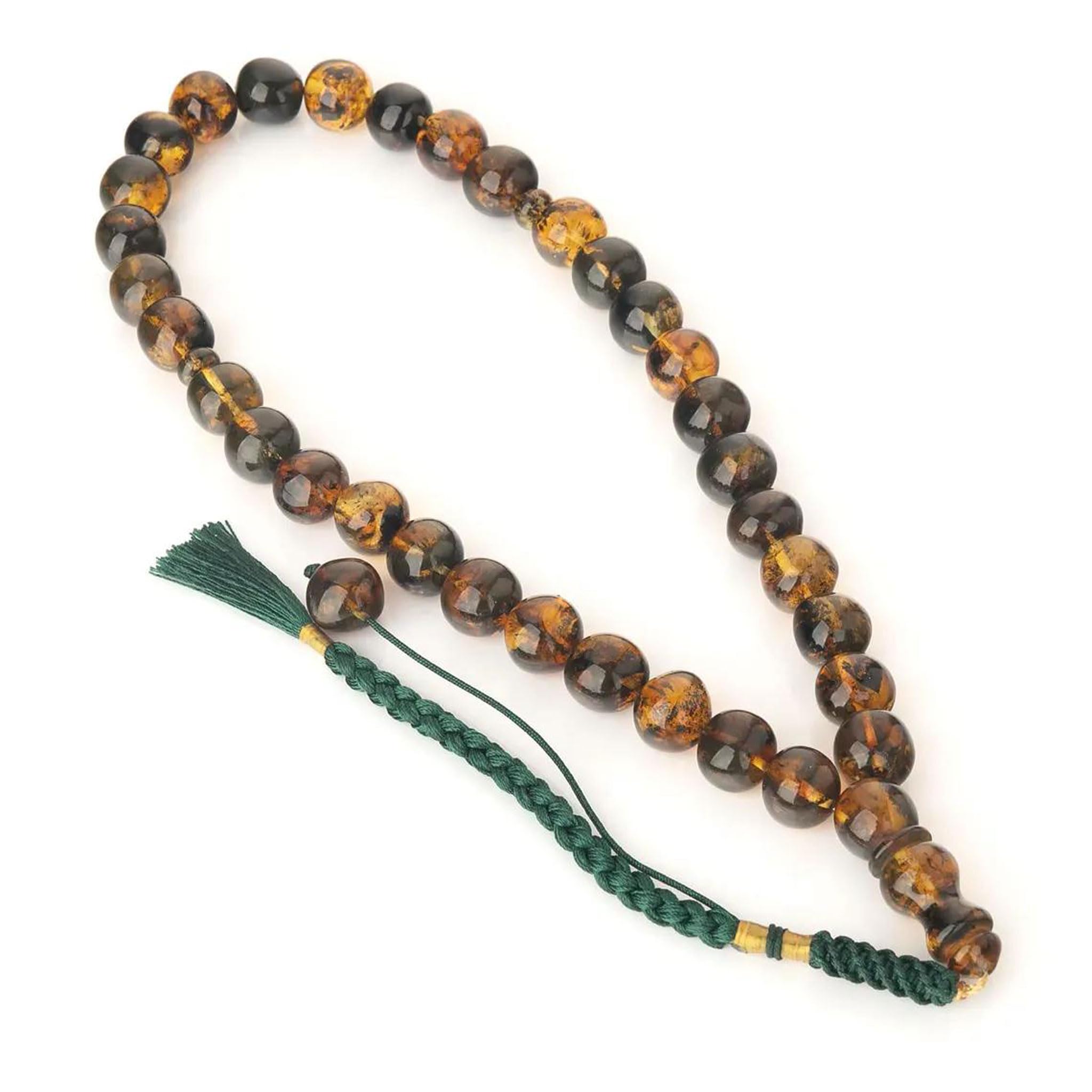 Tasbih z Bursztynu Bałtyckiego 33 Koraliki – Ręcznie Wykonana Misbaha, Muzułmański Różaniec Modlitewny, Naturalny Bursztyn, Luksusowy prezent